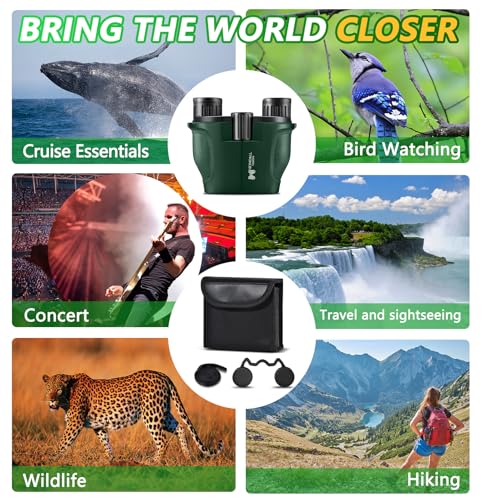 Small Compact Binoculars Adults Kids - 20x25 Mini Pocket Binocular for Bird Watching, Waterproof Portable Powerful Binocular, Lightweight High Powered Easy Focus Binoculars for Concert, Outdoor Hiking