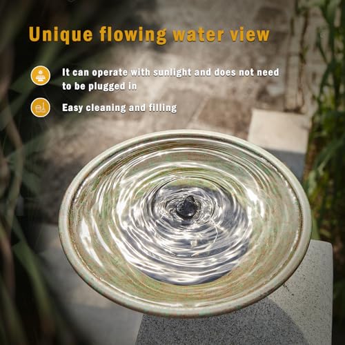 Solar Bird Bath,Deck Bird Bath with Solar Fountain,Deck Mounted Bird Bath - color: Green-c