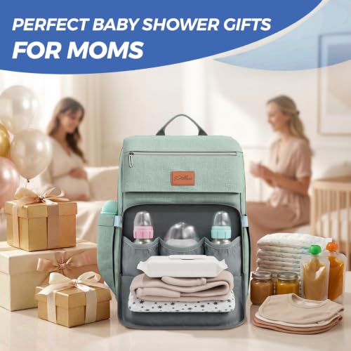 Baby Diaper Bag Backpack - Baby Bag for Boys & Girls, Large Waterproof Diaper Backpack - Toddler Diaper Bag with Changing Pad, Boy Baby Shower Gifts for Mom - Newborn Stuff, Baby Essentials - color: H. Mint, style: Classic