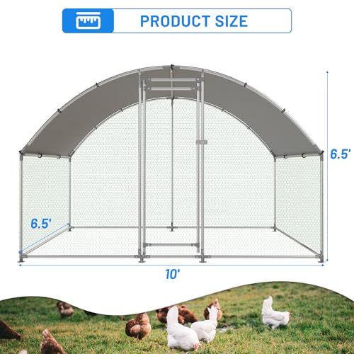 NUGRIART Large Metal Chicken Coop, Outdoor cage Run with Waterproof and Anti-UV Cover, Dome Roof Walk-in Poultry Cage Rabbit Duck House for Outside, Backyard and Farm. - size: 78.0"L x 120.0"W x 78.0"H