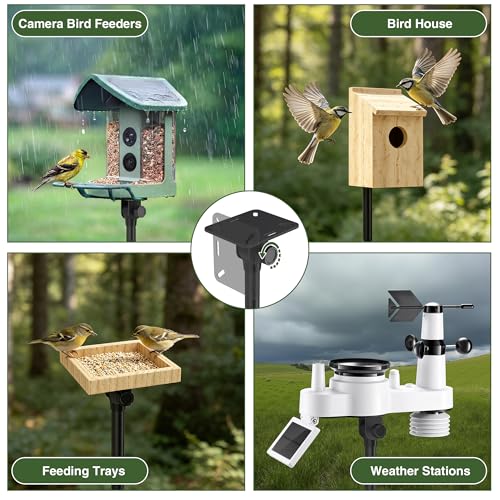 Bird Feeder Pole Squirrel Proof – Heavy Duty 92" Outdoor Stand | 1" rustproof steel pole, anti-corrosion. 20" baffle blocks squirrels. Handles extreme temps. Fits most bird feeders. - color: Black with baffle, size: 92"