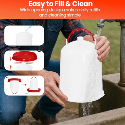Nexum Heated Chicken Waterer – Durable Winter Poultry Water Dispenser with Handle, Food-Grade Plastic, Easy to Refill & Clean, Keeps Water from Freezing, for Chickens, Ducks & Small Flocks