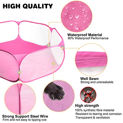 Guinea Pig Cage Rabbit Cage Indoor with Mat Playpen Perfect Size for Small Animal Pet Play Pen Easy to Clean Exercise Yard Fence Portable Tent for Hamsters, Chinchillas, Hedgehog, Puppy, Cats - color: Pink
