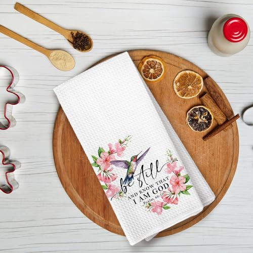 Be Still and Know That I Am God Kitchen Towels, Christian Bird Gifts for Women, Bird Decor Dish Towels for Kitchen, Christian Hummingbird Decor Bible Verse Decorative Hand Towel - color: Color-9