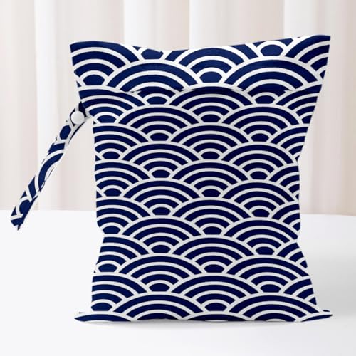 Japanese Wave Wet Bag Reusable Wet Dry Bags for Travel Beach Pool Gym Yoga Bath, Ocean Wave Waterproof Bag for Swim Suit Dirty Gym Cloth, Minimalism Diapers Cosmetic Bags Toiletries Daycare Organizer - color: Multi 02437