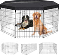Artmalle 30-Inch Dog Playpen with Top Cover, 8-Panel Rustproof Fence | 30-inch rustproof 8-panel dog playpen with mesh top cover, foldable setup and flexible shapes for indoor or outdoor use. - style: 24'' x 30'' with Top cover