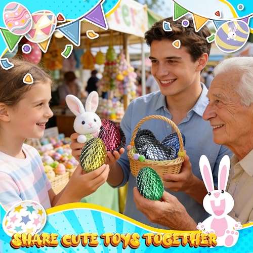 Impossmaker 8" 3D Printed Dragon Eggs, Mystery Crystal Dragon Egg for Easter Basket Stuffers, Unique Easter Toys & Decor, Fantasy Tabletop Decor Gifts for Kids & Collectors (6 Pack) - style: 6P-S3