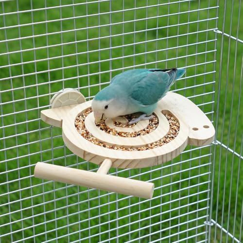 Bird Foraging Toys with Perch - Wooden Foraging Toys for Birds | Visible Slow Feeder Cage Accessories for Parakeets Cockatiels Budgies and Small Parrots