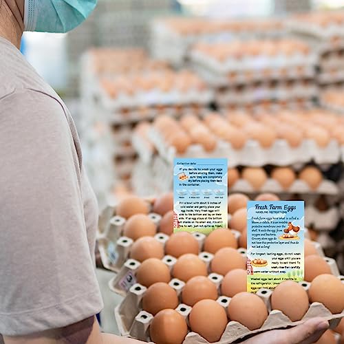 Kisston 200 Pcs Egg Handling Instruction Cards Bulk Fresh Farm Egg Care Labels 2 x 3.5'' Resuable Eggs Carton Stamp Thick Paper Design for Basket Farmstand Market Business Supplies (Rustic Style) - style: Rustic