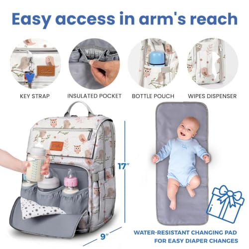 Baby Diaper Bag Backpack - Large Bag for Boys & Girls, Waterproof Diaper Backpack - Travel Diaper Bags w/Changing Pad, Baby Registry Search & Shower Gifts - Essentials Must Haves Newborn Stuff - color: N. Baby Birds, style: Classic