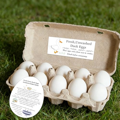Fresh Farm Egg Packaging Set Unwashed Eggs Sticker Please Return Carton Label Double-Sided Handling Instruction Cards for Business Eggs Care (Duck Egg) - style: Duck egg