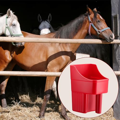 6 Pcs Plastic Feed Scoop Enclosed Feed Scoop with Measure Marks Heavy Duty Durable Stackable for Horse Goat Ranchers Livestock Homesteaders Feeding Supplies (Red) - color: Red