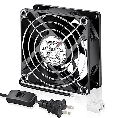 80mm Muffin EC Cooling Fan 80x25 Dual Ball Axial Exhaust Fan | AC 110-240V Power, small cooling fan for reptile terrarium, incubator, PC cabinet, electronics ventilation & DIY project - style: 80mm x 25mm