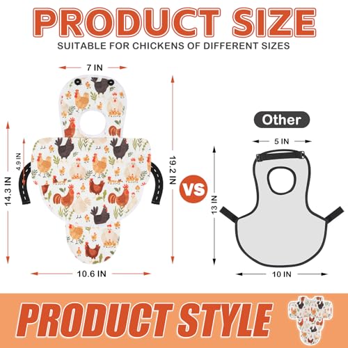 Esmorah Chicken Saddle for Hens, Large Breathable Anti-Pecking Hen Saddle | Chicken Aprons with Extended Shoulders, Wing & Tail Coverage Protection - Adjustable Straps for Feather Regrowth (White) - color: Farm Chicken White