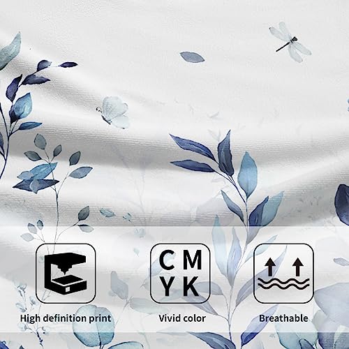 Blue Eucalyptus Leaves Hand Towels Set of 2, Botanical Leaf Floral Face Towel 28X14 inch, Quick Dry Super Absorbent Soft Washcloths for Kitchen Bathroom Yoga Workout Gym - color: Blue Eucalyptus