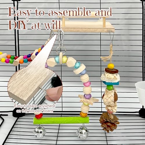 5-in-1 Parakeet Toys Set: Detachable Bird Playground with Wooden Perch, Swing, Ladder, & Platform Cage Accessories for Cockatiel, Conure, Lovebird, Budgie, Finch