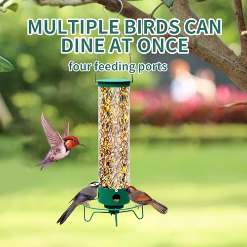 Metal Outdoor Hanging Bird Squirrel Proof Feeder, Equipped with Anti Squirrel Rotating Perch Ring Device, of Tube Bird Feeders On Garden Terraces