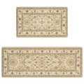Boho Kitchen Mat, 2PCs, 17.3" x 47" + 17.3" x 29", Cream & Gold | Non-Slip Cushioned Comfort Washable Anti-Fatigue Floor Rug, Ergonomic Standing Rugs, Set of 2 for Home, Sink, Laundry - color: Black-1