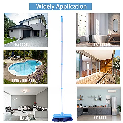 YONILL Deck Scrub Brush with Long Handle for Indoor and Outdoor Cleaning | Stiff Bristle Scrubbing Brush, 50" Adjustable Handle, Floor Scrubber Brush for Bathroom, Shower, Tile Floors, Garage, Patio
