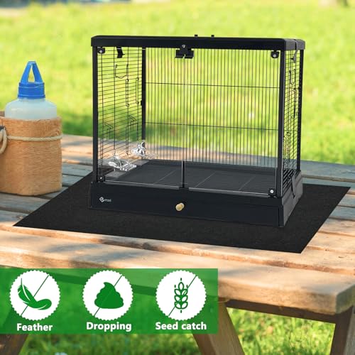 Large Bird Cage Mat, 46x60 Inch Under Pet Cage Mat for Bird Cages, Liner for Under Dog Crate cages, Reptile Aquariums, Waterproof Felt Liner with Non-Slip Backing for Kennel Training, Floor Protector - size: 46x60 Inch