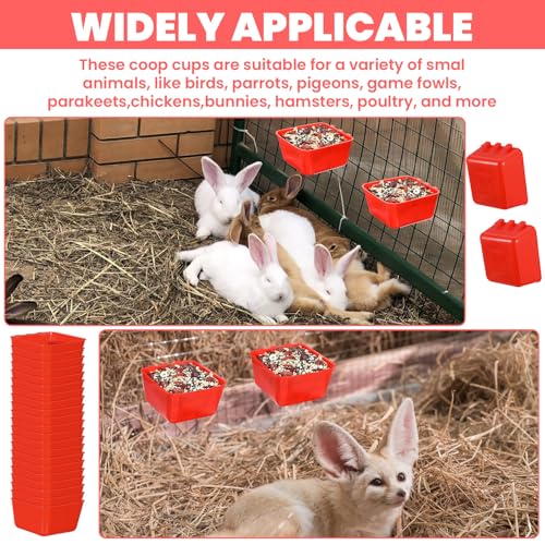 40 Pcs Cage Cups Chicken Feeder Cups, 16 oz Birds Feeders, Hanging Bunny Food Water Bowl for Pet Parrot Parakeet Gamefowl Poultry