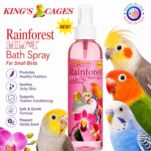 King's Cages Pk2 Rainforest Pink Mist 8 oz. Bath Spray Hawaiian Hibiscus Scent Feather Conditioning and Daily Grooming Use for Small Bird (Pack of 2) - size: Pack of 2