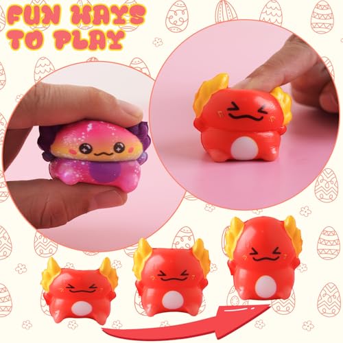 24 Pack Prefilled Easter Eggs With Toys Slow Rising Squishy Axolotl, Kids Easter Basket Stuffers for Boys Girls, Non Candy Easter Gifts for Kids Egg Hunt Supplies Party Favors
