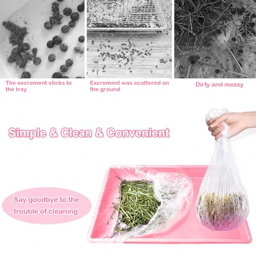 Disposable Rabbit Cage Liners, 50 Pcs Small Animal litter box Liner Bags | Quick Cleanup Leak-Proof Transparent Elastic Opening Pet Toilet Tray Film for Bird Guinea Pig Bunny Chinchilla - size: L+W+D<34 inches