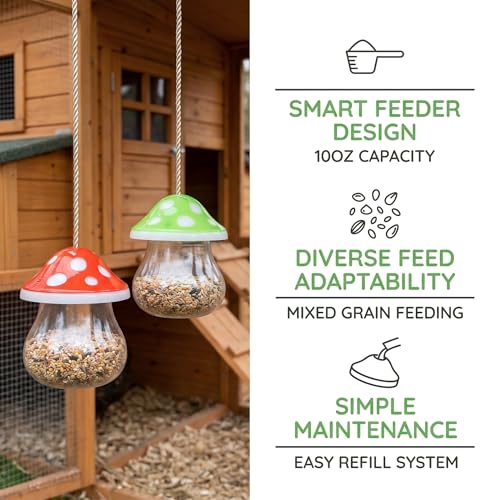 Hanging Chicken Peck Toy，2-Piece Mushroom-Shaped Chicken Enrichment Toys Boredom Busters，Slow-Feed Chicken Toys for Coop-Red & Green (Red & Green) - color: Red & Green