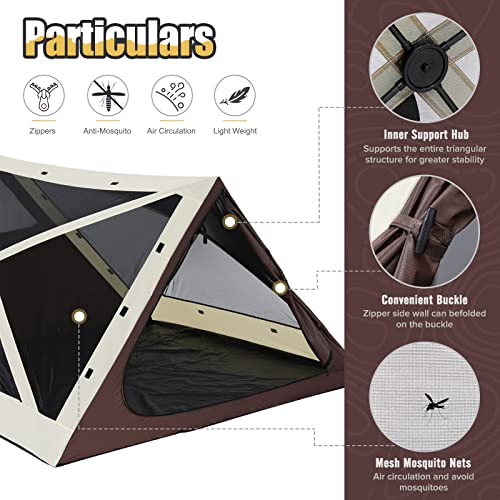 MASTERCANOPY 7x7 Portable Screen House Room Pop up Gazebo Outdoor Camping Tent (7x7, Beige&Coffee) - color: Beige&Coffee, size: 7x7 ft