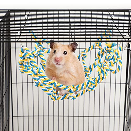 Berlune 6 Pcs Rat Ropes for Cage Rat Cage Accessories Climbing 12.6 x 9.84 Inch Bird Rope Toys for Pet Hammock Hamster Cotton Bridge Bird Ladder for Small Animal Habitat Play