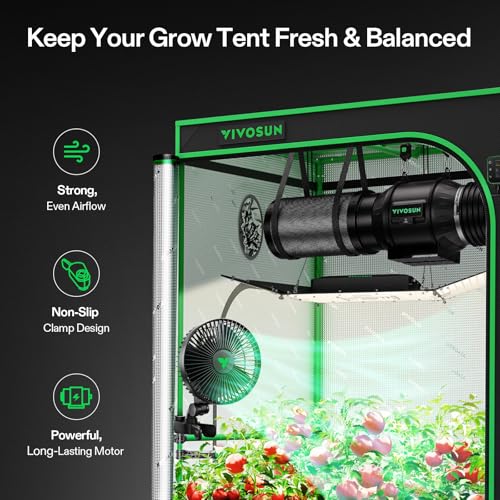 VIVOSUN AeroWave A6 Grow Tent Clip Fan, 6" Auto Oscillating Fan, 1-Pack | Secure Non-Slip Clamp, Strong Air Circulating, Low Noise, US Patented Circulation Fan for Hydroponic Ventilation - size: 1 Pack