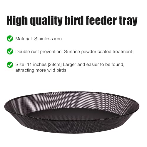 2pcs Metal Round Bird Feeders Tray, Wild Birds Seed Feeder, Mesh Tray Outdoor Accessory for Humming Bird Feeders Station - color: Metal Tray(28CM)*2