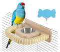 2PCS Parrot Perch Stand Toy,Bird perches for cage,Parrot Wood Platform,Bird Perch with Food Bowl,Bird cage Accessories