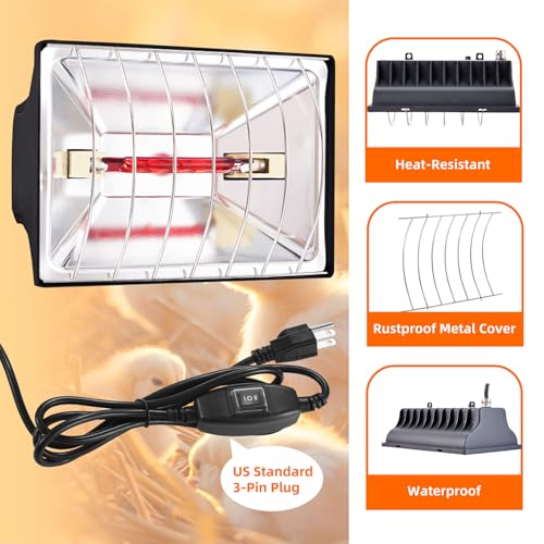 Chicken Coop Heat Lamp 250W Brooder Heating Plate for Chicks Hanging Light Heated Adjustable Temp with Anti-Fall Aluminum Alloy Lamp Shade Suitable for Poultry, Livestock & Small Pets - color: Black
