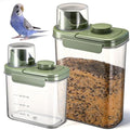 2 Pcs Bird Food Storage Container, Bird Seed Container with Lids Airtight Cup Pet Parrot Food Storage 1.7 Qt & 3 Qt Measuring Containers Easy Pour Spouts for Macaws African Cockatoos(Green) - color: Green