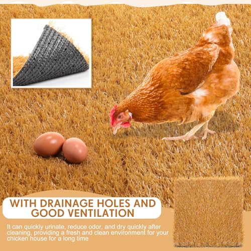 Teenyyou 18 Pack Chicken Nesting Box Pads, 13 x 13 x 1.18 Inch Washable Nesting Pad for Chicken Coop, Artificial Grass Rug Carpet Reusable Nest Box Bedding Fake Synthetic Turf Mat for Hen Laying Eggs