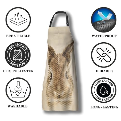 Chef Works Apron Women Rabbit Kitchen Aprons for Men for Kitchen Cooking Restaurant BBQ Painting Crafting Gardening 27” (W) x 31” (H), Waterproof Aprons - color: Rabbit