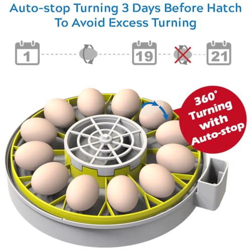 KEBONNIXS 12 Egg Incubator with Humidity Display, Egg Candler, Automatic Egg Turner, for Hatching Chickens