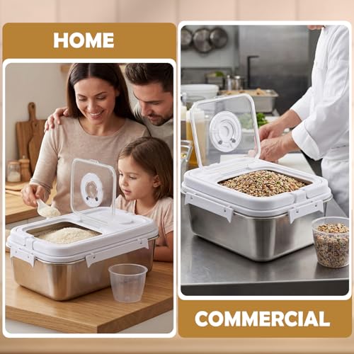 2 Pack Stainless Steel Pet Food Container with Scoop, 7.5 L/16.5 lb Small Airtight Metal Treat Storage Bin Cat Puppy Dog Food Storage Container for Dry Dog Cat, Bird Seed, Keep Fresh