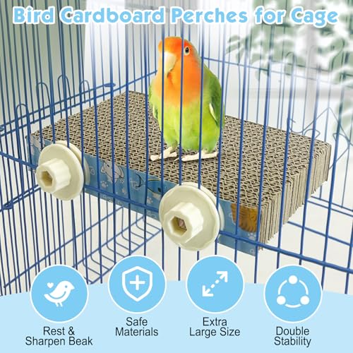 3 PCS Bird Cardboard Platform Hanging Parrot Cage Perch Bird Paw Grinding Stand Parakeet Chew Toys Parrot Cage Playground for Budgie Conure Cockatiel Finch (Small)