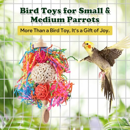 Bird Toys, Parakeet Foraging Toy, Hanging Chewing Toy, Bird Cage Accessories – Suitable for Cockatiels, Budgies, Lovebirds, Conures and Other Small Parrots - color: 3 pieces sola