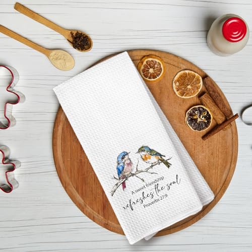 A Sweet Friendship Refreshes The Soul Bird Towels, Christian Friendship Gifts for Women, Bible Verse Bird Decor Dish Towels for Bathroom Bedroom Home - color: Color-1