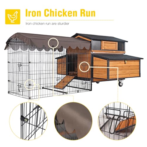 Heavy-Duty Chicken Coop with Reinforced Metal Frame & Spacious Run,Nesting Box - 2-Story Poultry House for 3-6 Chickens, Rabbits, Ducks