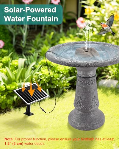 Rock Solar Fountain for Bird Bath, Dry-Run Protect,10 Nozzles(Grey) | Bird Bath Fountain for Outdoor Garden Pond,Resin Granite Rock,Dry Run Protection,Solar Powered - color: Brown