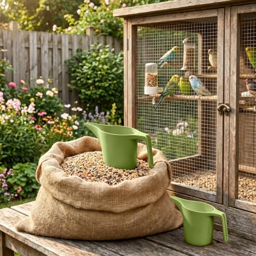 2 Pcs Bird Seed Scoop,Large Capacity Pet Food Scoop,Narrow Spout Design,Durable Material for Tube Feeders, Bird Feeders,Small Animal Cages Perfect for Bird Owners and Pet Lovers (Green)