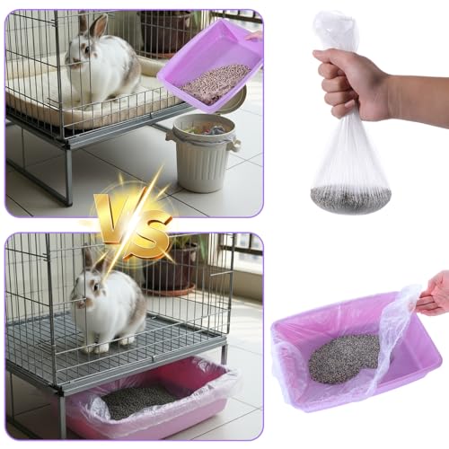 50 PCS Disposable Plastic Cage Liners, Small Animals Leak Proof Toilet Film Litter Pan Bags Film Litter Box Liner for Rabbits, Guinea Pigs, Chinchillas, Hedgehogs, Birds