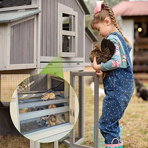 GUTINNEEN Chicken Coop with Run for 4-6 Chickens, 26ft² Large Hen House with Nesting Box, Foldable Poultry Cage with Pull Out Tray and Waterproof Roof, Easy to Assemble - color: Grey with Run 26.4ft²