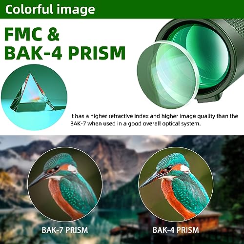 40X60 Monocular Telescope with Smartphone Holder& Tripod, High Power Nitrogen-Filled Monocular for Adults with BAK4 Prism & FMC Lens, HD Monocular Scope for Birdwatching Hiking Concert Travelling - color: Dark Green