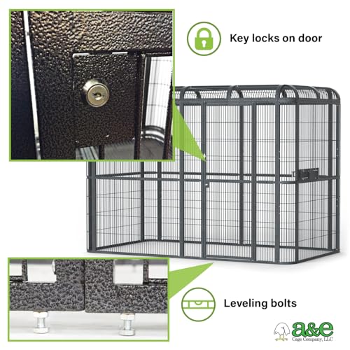 A&E Cage Co WI11062 Walk-in Bird Aviary for Macaws, 110"x62"x79" Black | 69"x25" Locking Front Door, 3 Swing-Out Feeder Doors, Stainless Steel Bowls, Powder-Coated Steel for Large Parrots - size: 110.0"L x 62.0"W x 79.0"H